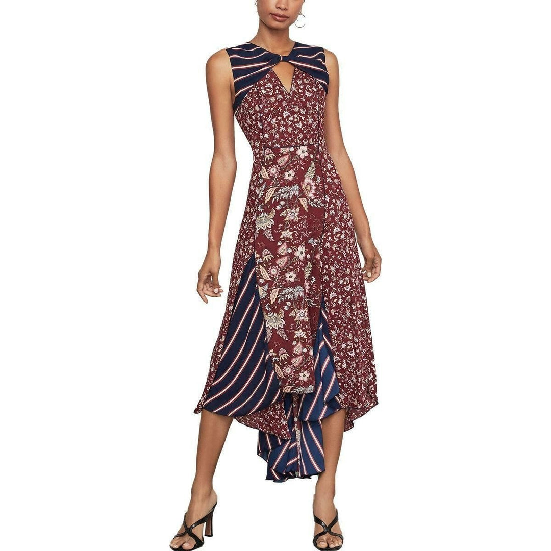 BCBGMAXAZRIA-Mixed-Print Asymmetric Dress - Runway Catalog