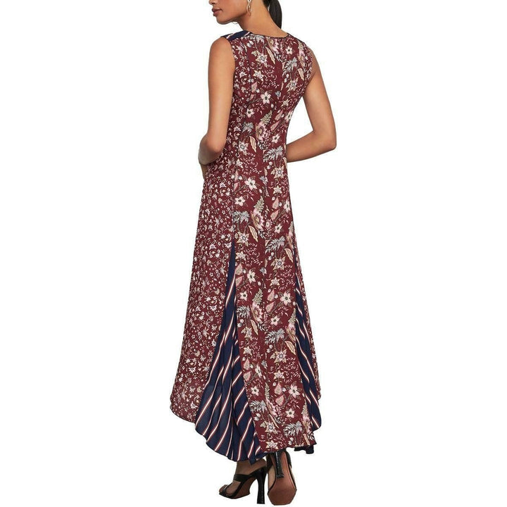 Mixed-Print Asymmetric Dress