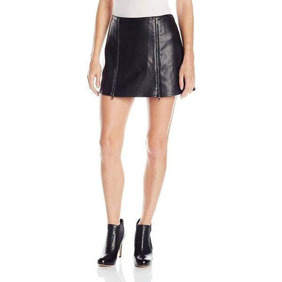BCBGMAXAZRIA-Myra Double Zipped Leather Mini Skirt - Runway Catalog