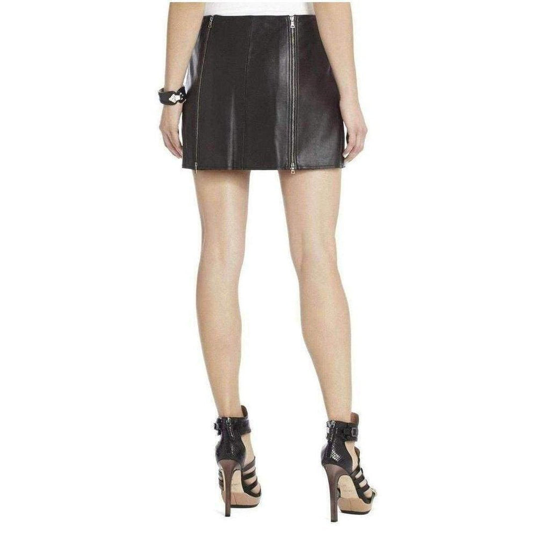 Myra Double Zipped Leather Mini Skirt