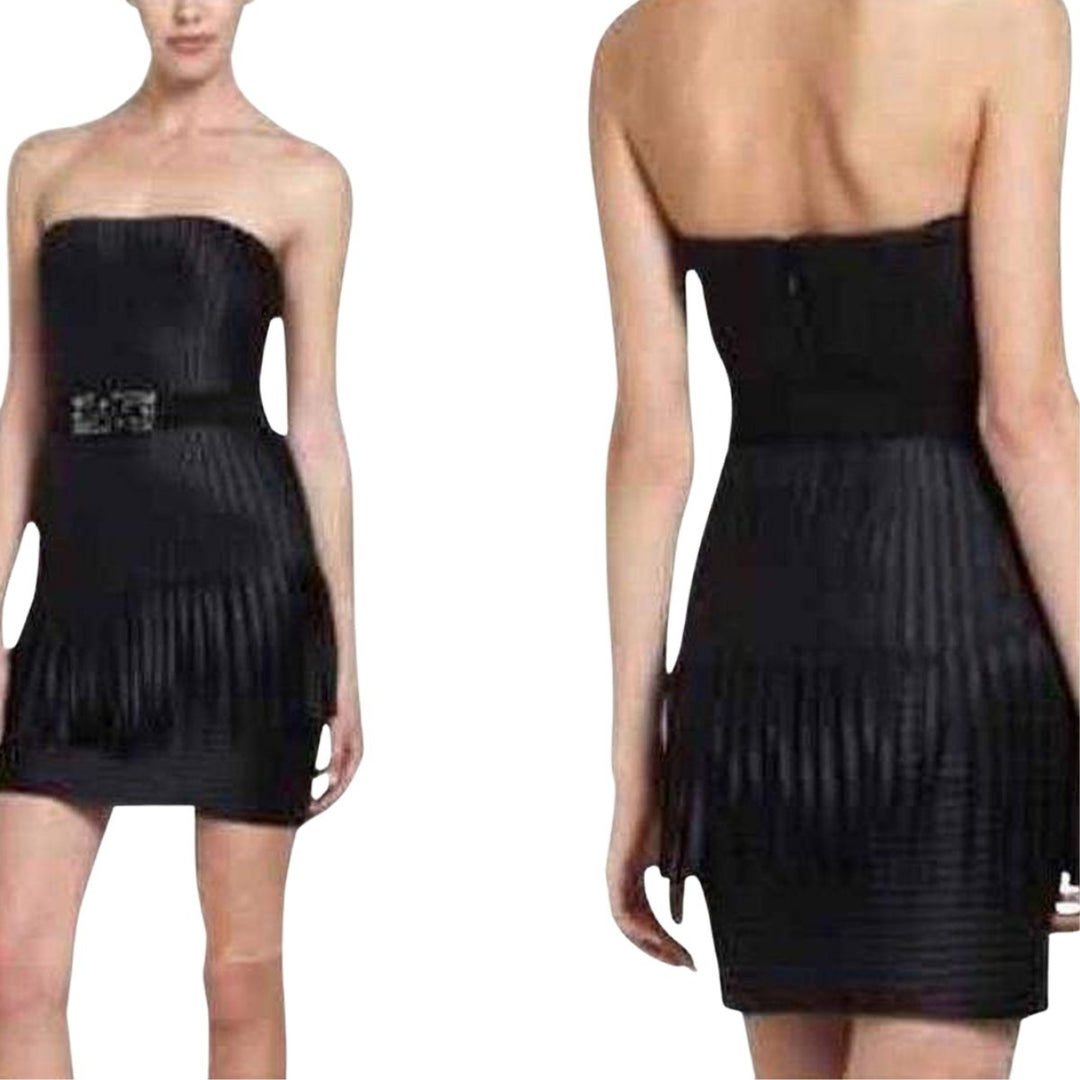 BCBGMAXAZRIA-Navy Eliot Strapless Fringe Dress - Runway Catalog