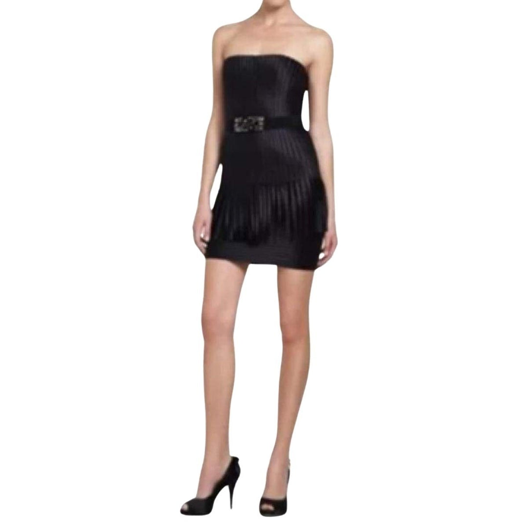Navy Eliot Strapless Fringe Dress