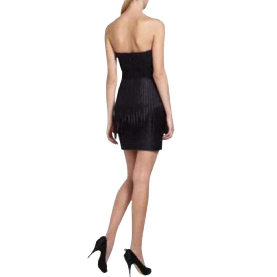 Navy Eliot Strapless Fringe Dress