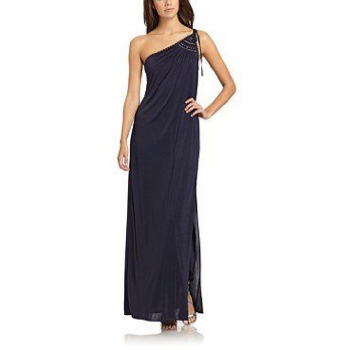BCBGMAXAZRIA-Navy One Shoulder Dress - Runway Catalog
