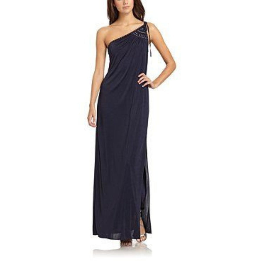 BCBGMAXAZRIA-Navy One Shoulder Dress - Runway Catalog