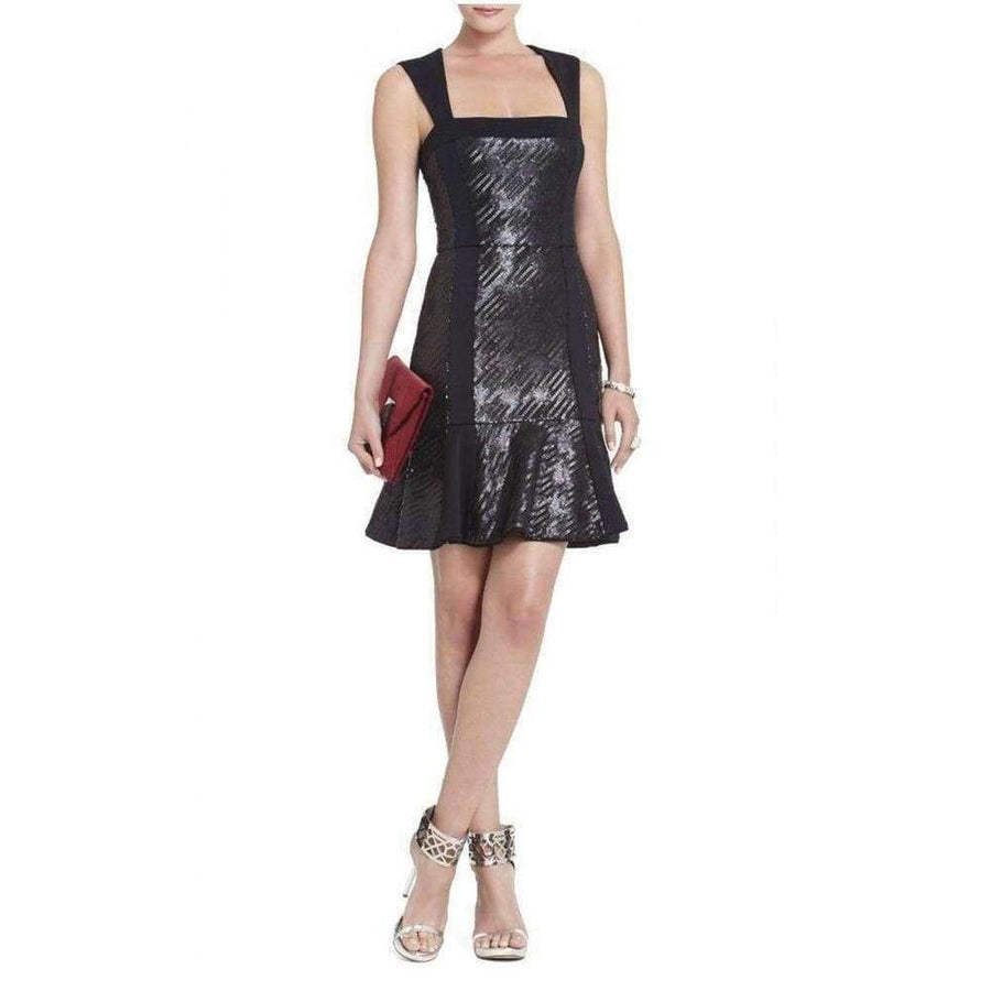 BCBGMAXAZRIA-Noelle Fitted Sequin Flounce Dress - Runway Catalog
