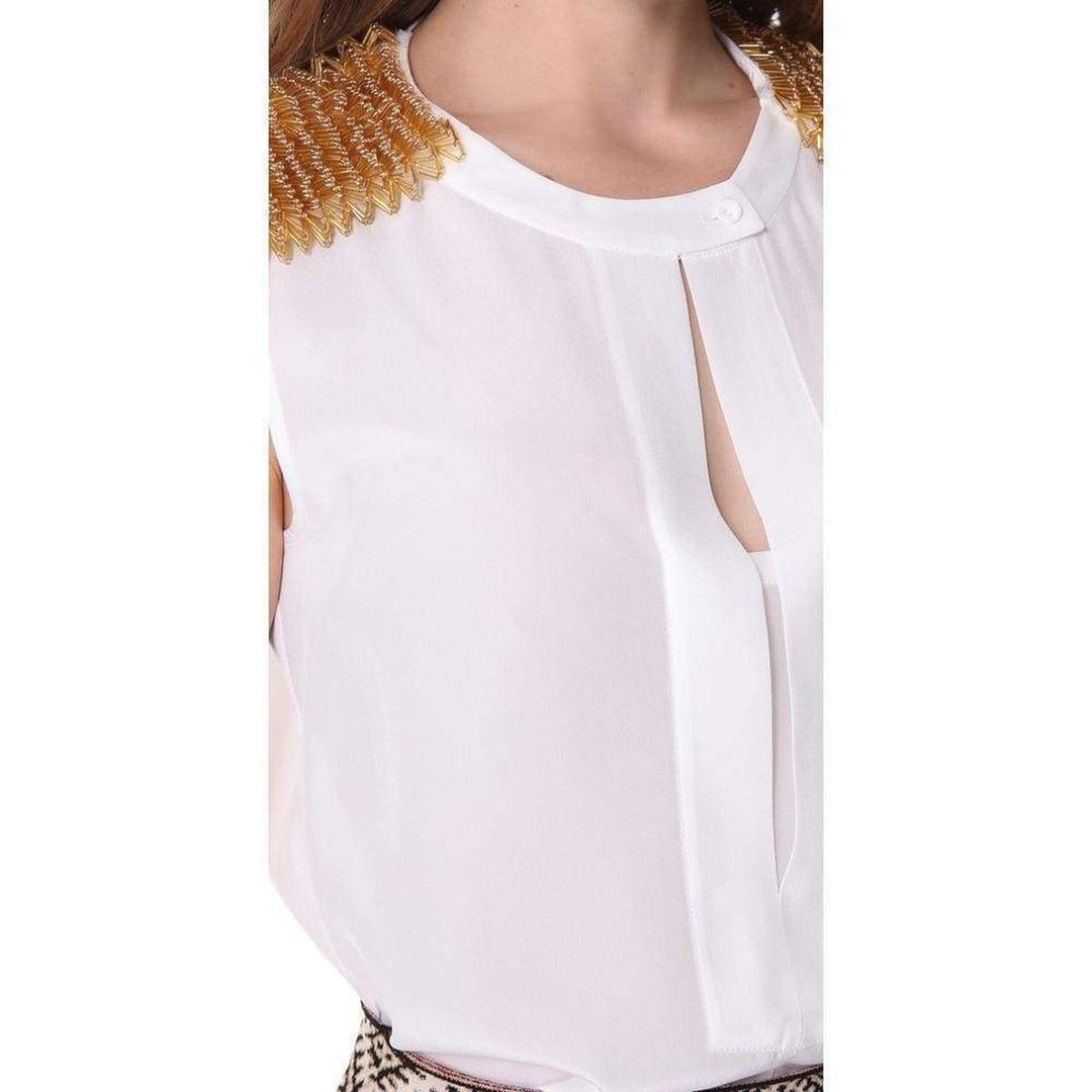 Oakley Embellished Shoulder Silk Top