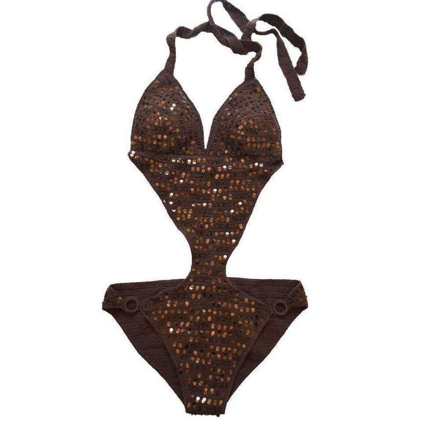 BCBGMAXAZRIA-One Piece Sequined Crochet Swimsuit - Runway Catalog