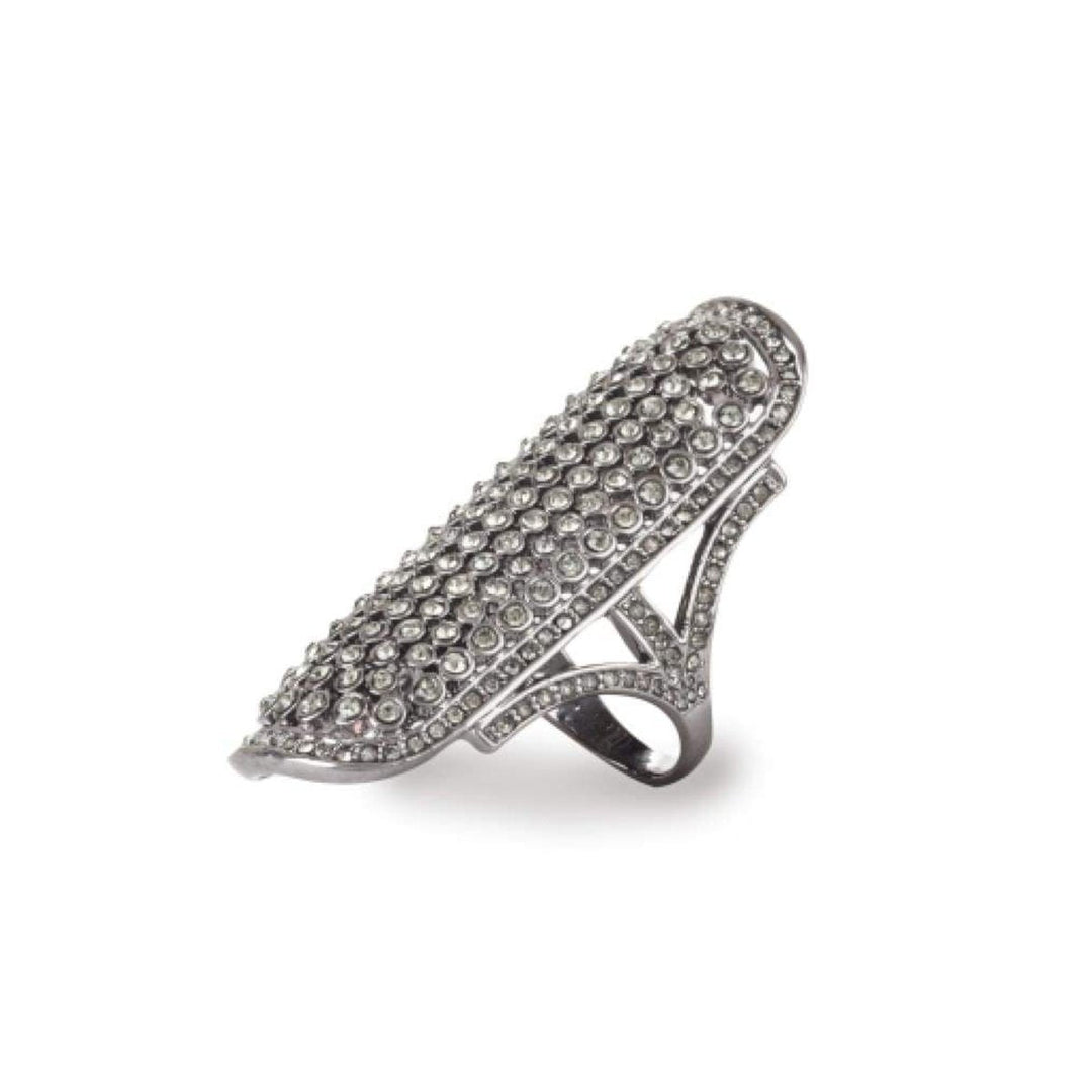 BCBGMAXAZRIA-Oval Rhinestone Pave Ring - Runway Catalog