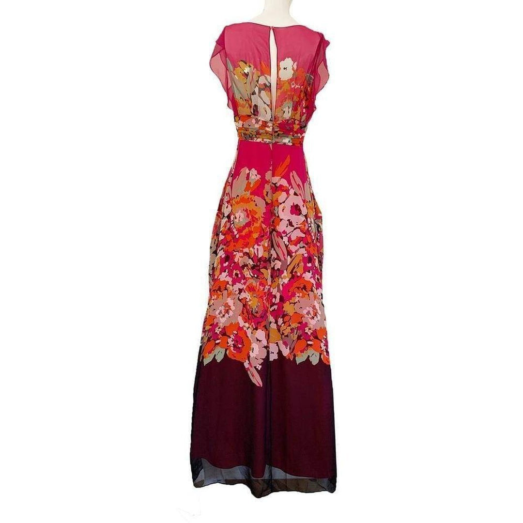 Printed Silk V-Neck Maxi Dress