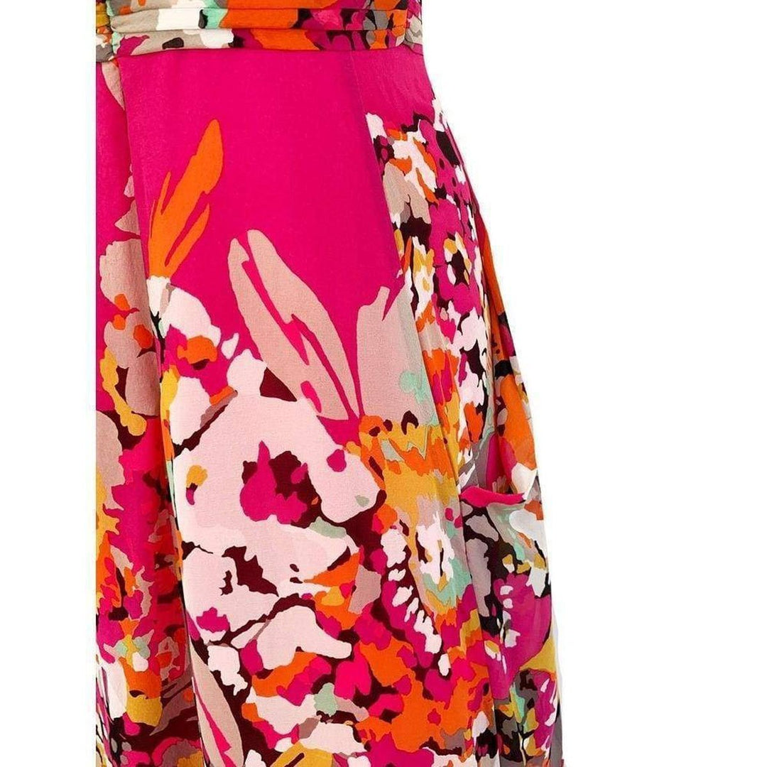Printed Silk V-Neck Maxi Dress