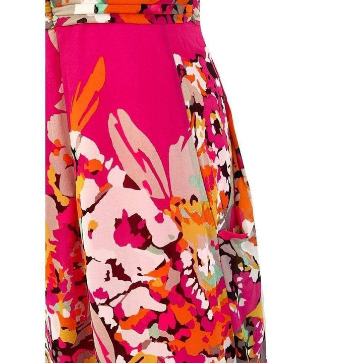Printed Silk V-Neck Maxi Dress