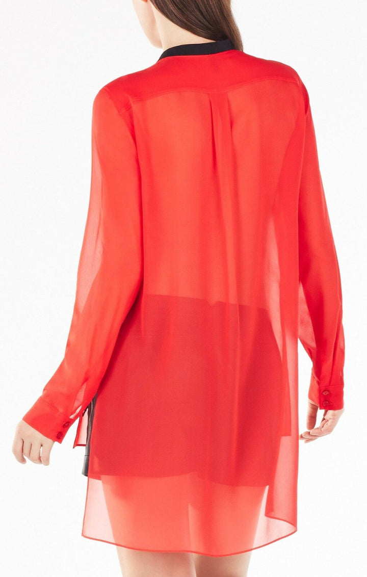 Red Berry Kristian Pleated Button-Up Shirt
