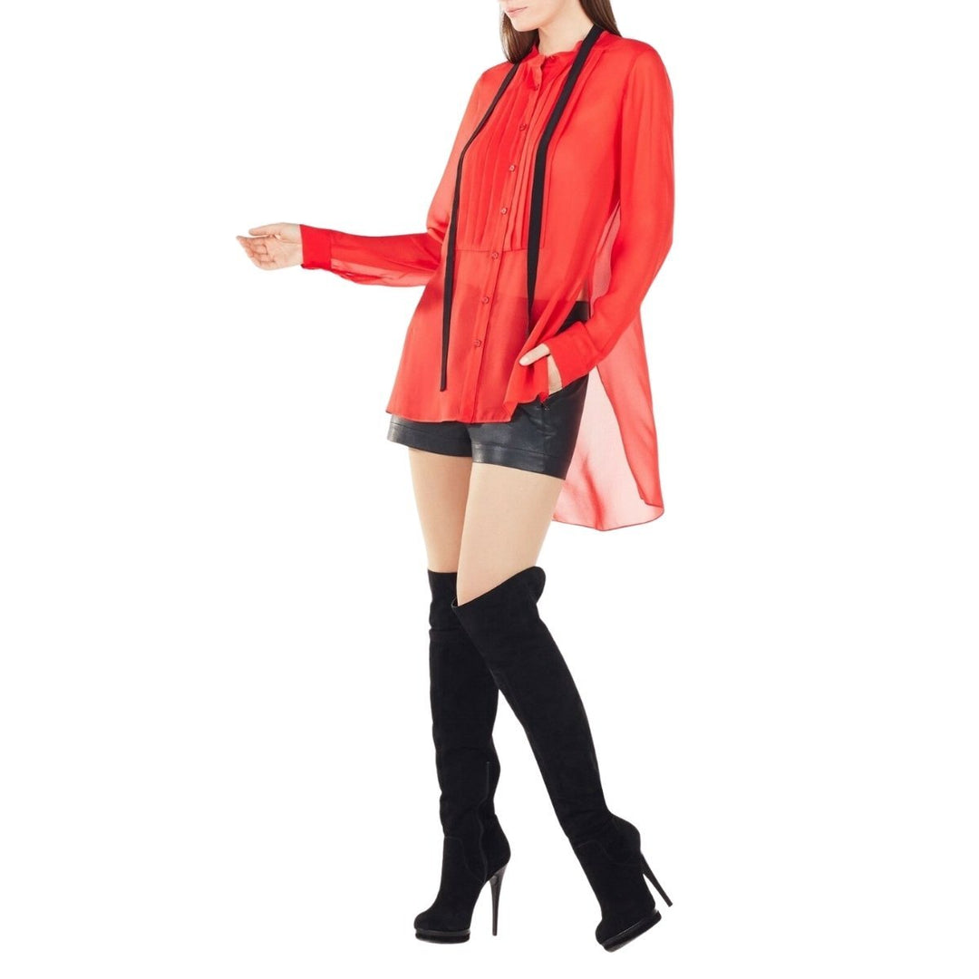 Red Berry Kristian Pleated Button-Up Shirt