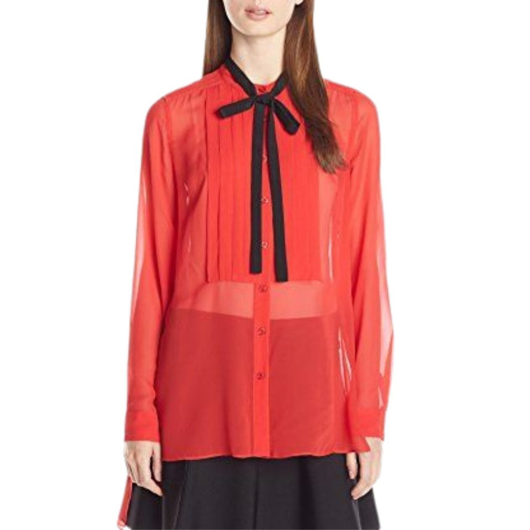 Red Berry Kristian Pleated Button-Up Shirt