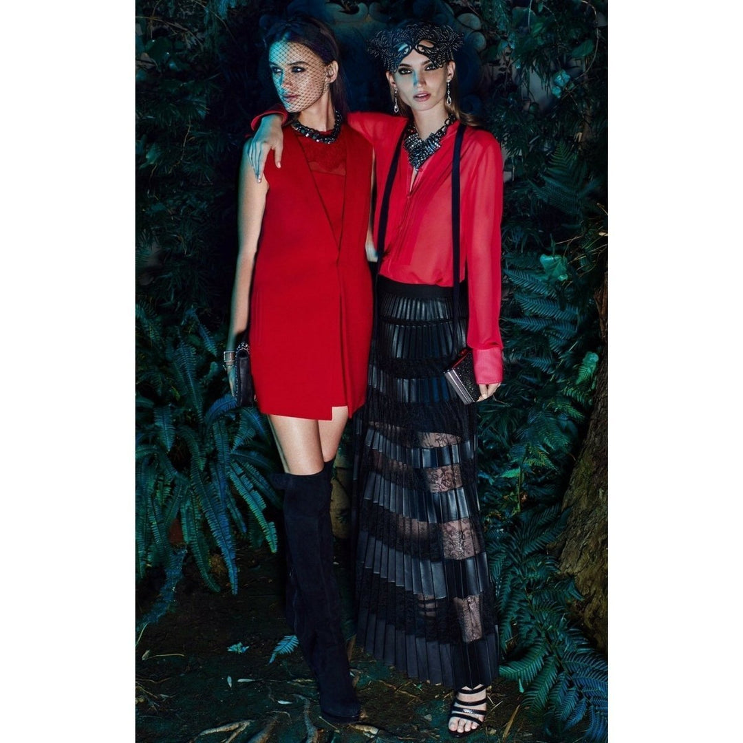 Red Berry Kristian Pleated Button-Up Shirt