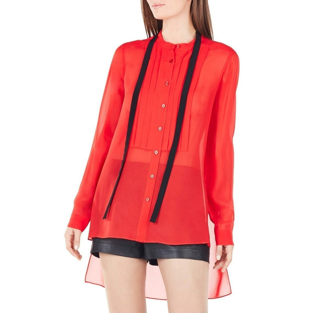 Red Berry Kristian Pleated Button-Up Shirt