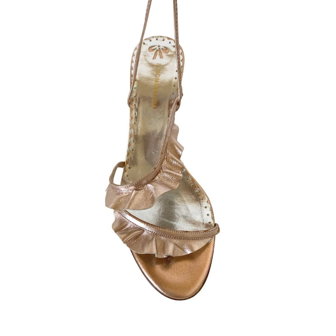 Rose Gold Leather Strappy Sandals