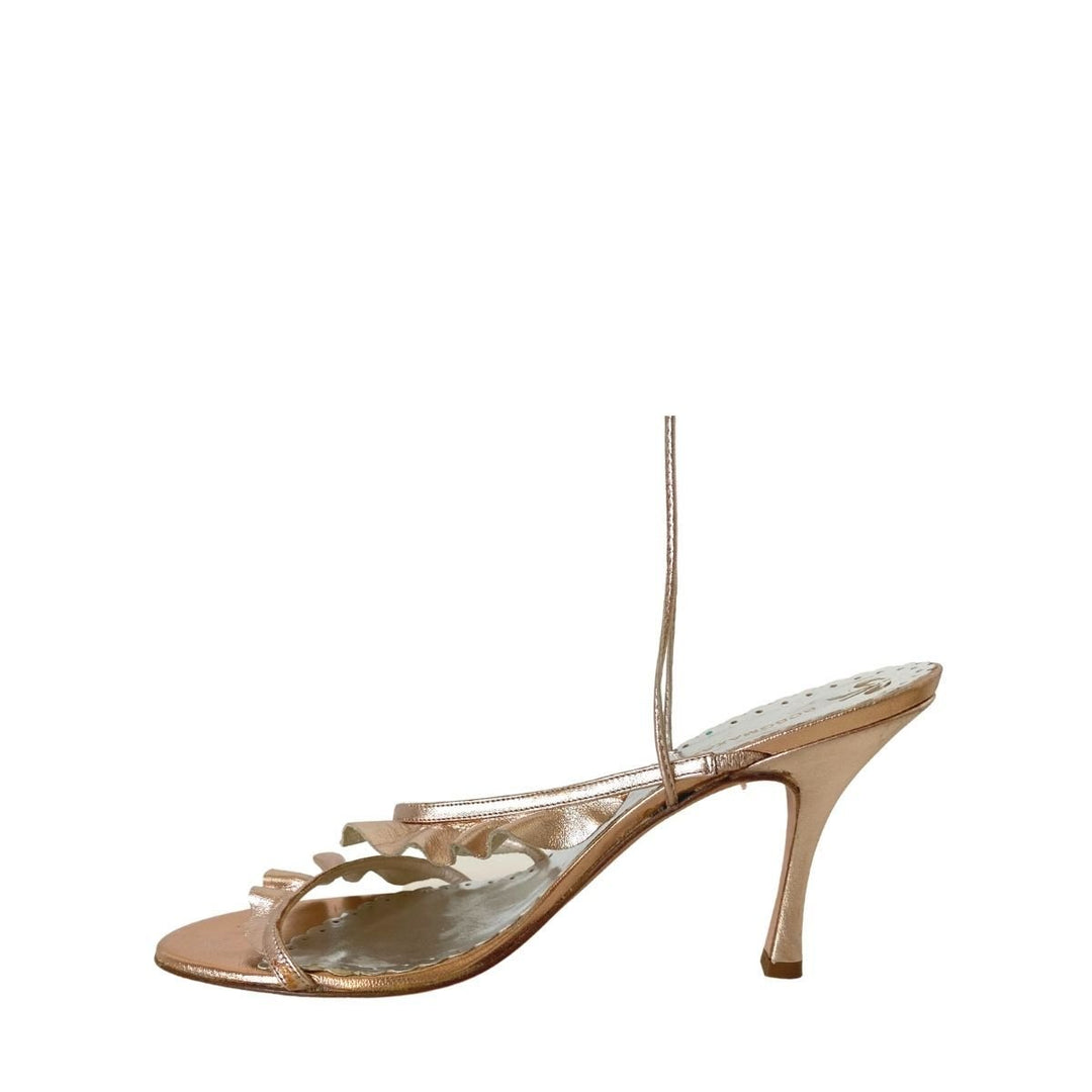 Rose Gold Leather Strappy Sandals