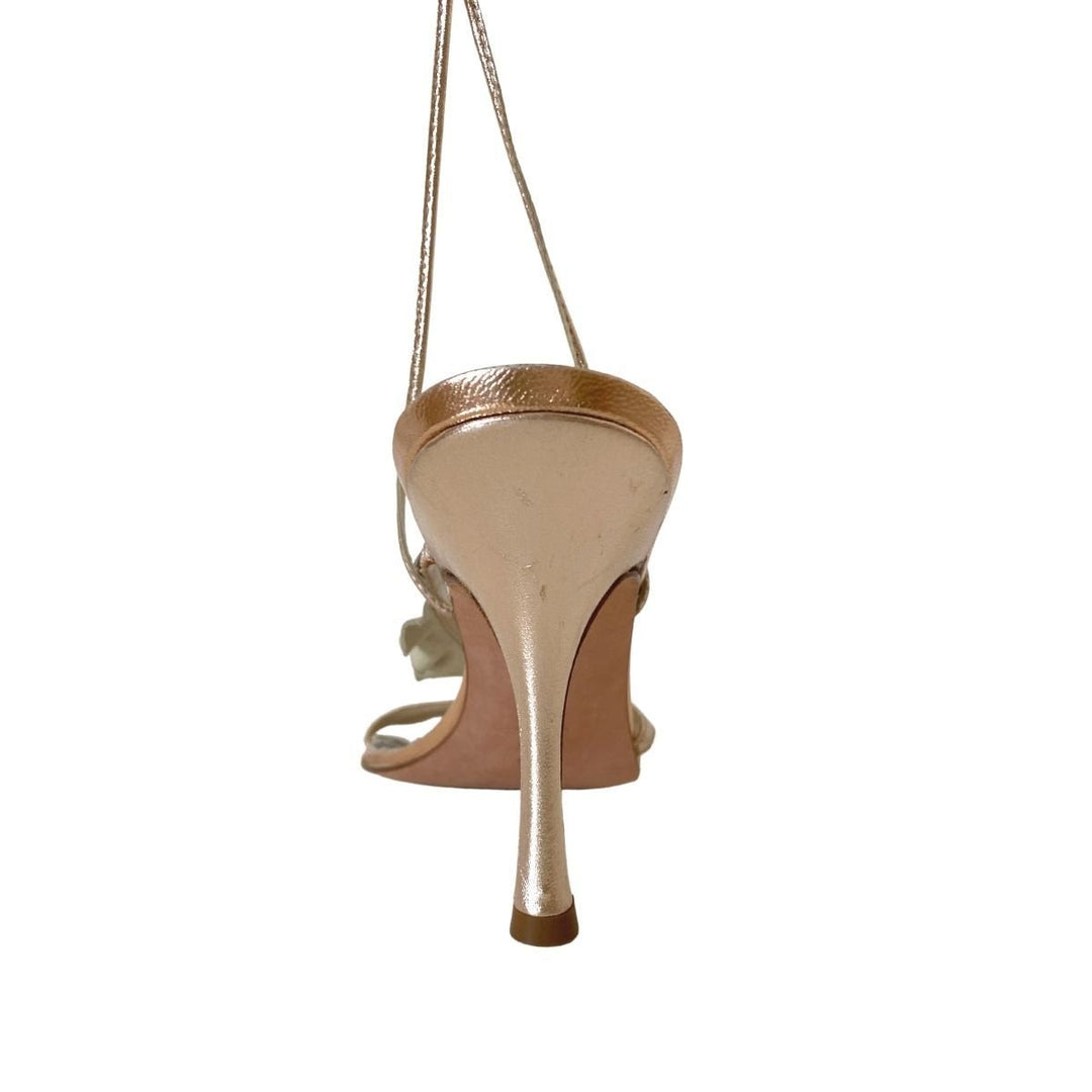 Rose Gold Leather Strappy Sandals