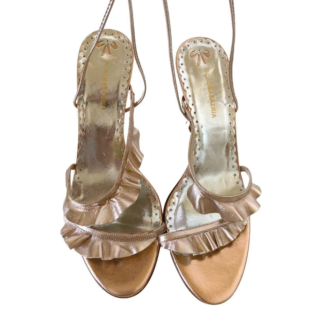 Rose Gold Leather Strappy Sandals