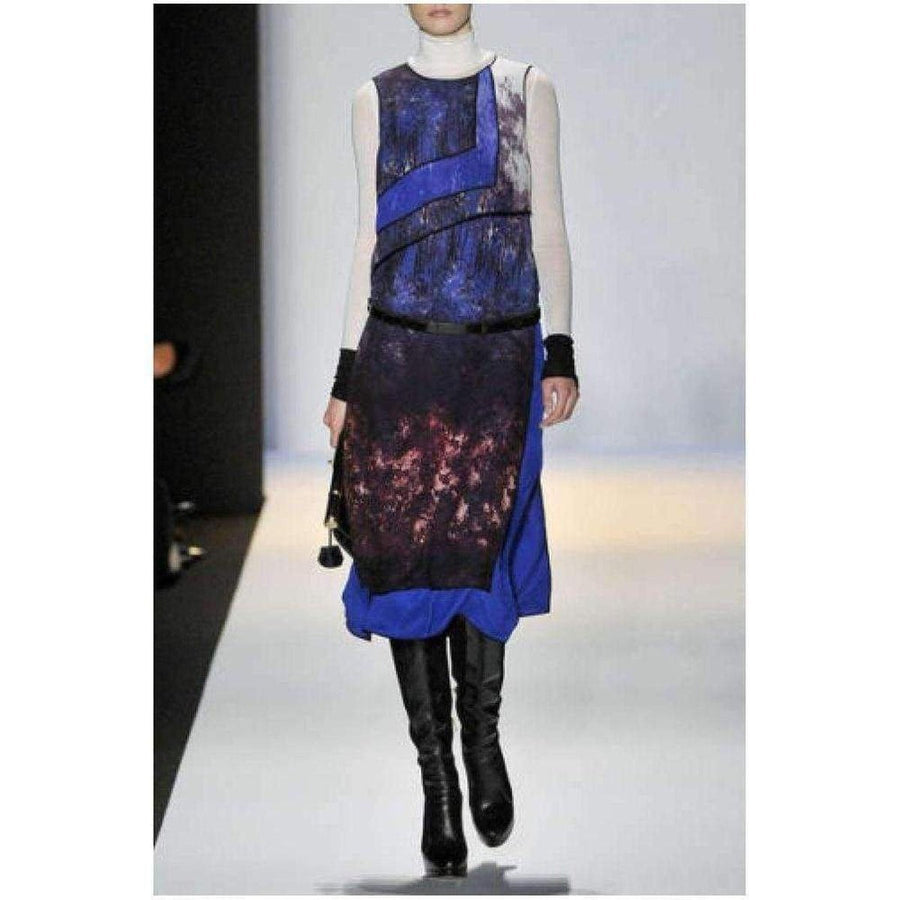 BCBGMAXAZRIA-Runway Blue Combo Silk Sleeveless Jacquelyn Dress - Runway Catalog