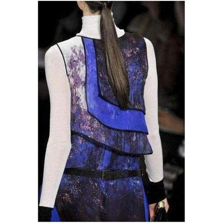 Runway Blue Combo Silk Sleeveless Jacquelyn Dress