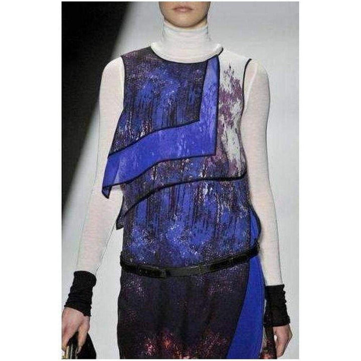 Runway Blue Combo Silk Sleeveless Jacquelyn Dress