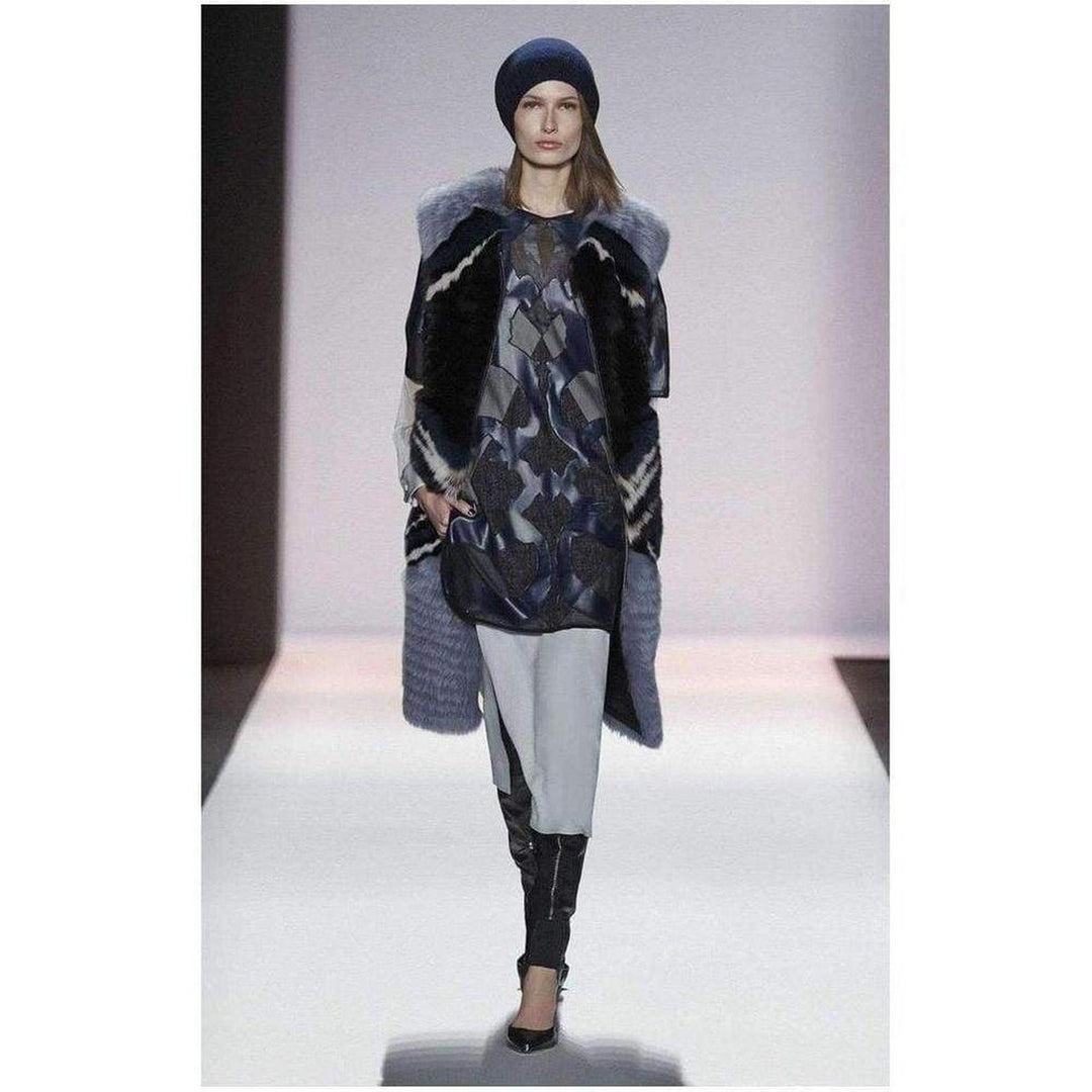 Runway Blue Faux Leather Patch Luella Tunic Dress
