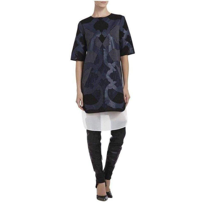 BCBGMAXAZRIA-Runway Blue Faux Leather Patch Luella Tunic Dress - Runway Catalog