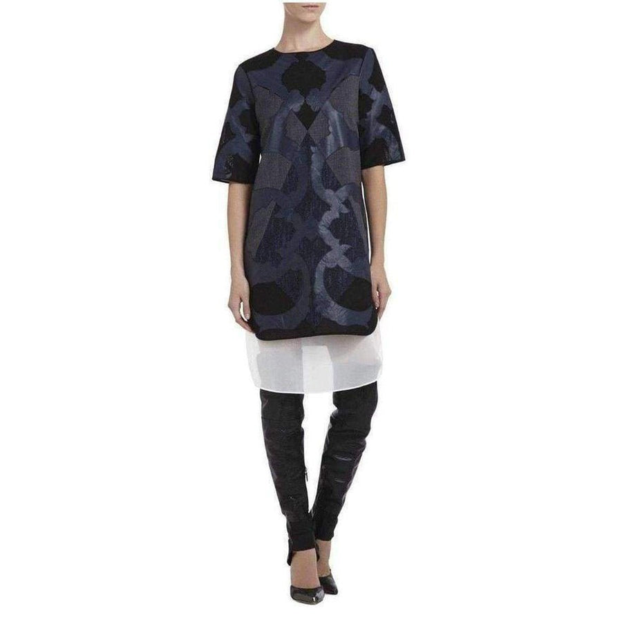 BCBGMAXAZRIA-Runway Blue Faux Leather Patch Luella Tunic Dress - Runway Catalog