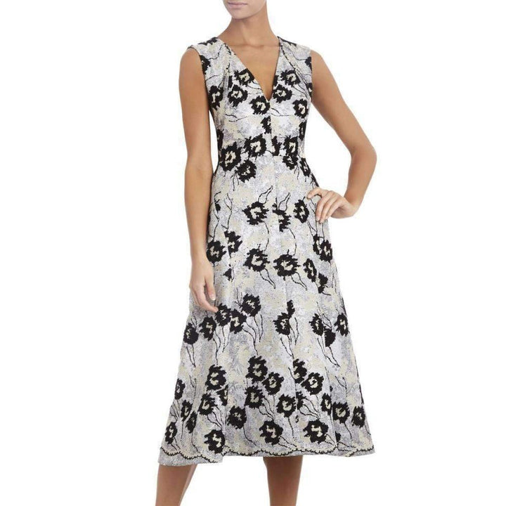 BCBGMAXAZRIA-Runway Jacelyn Combo V-Neck Dress RCZ68B75-003 - Runway Catalog
