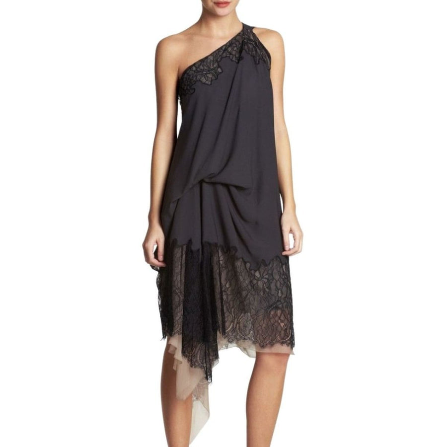 BCBGMAXAZRIA-Runway One-Shoulder Lace-Trim Dress - Runway Catalog