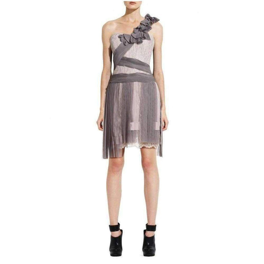 BCBGMAXAZRIA-Runway Pleated Contrast Lace Dress - Runway Catalog