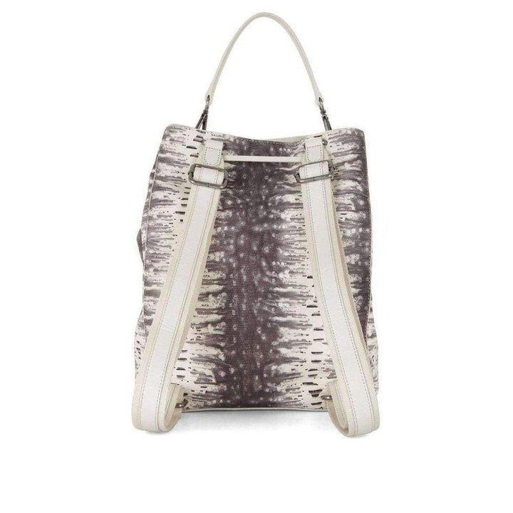 Print-Blocked Leather Backpack Bag