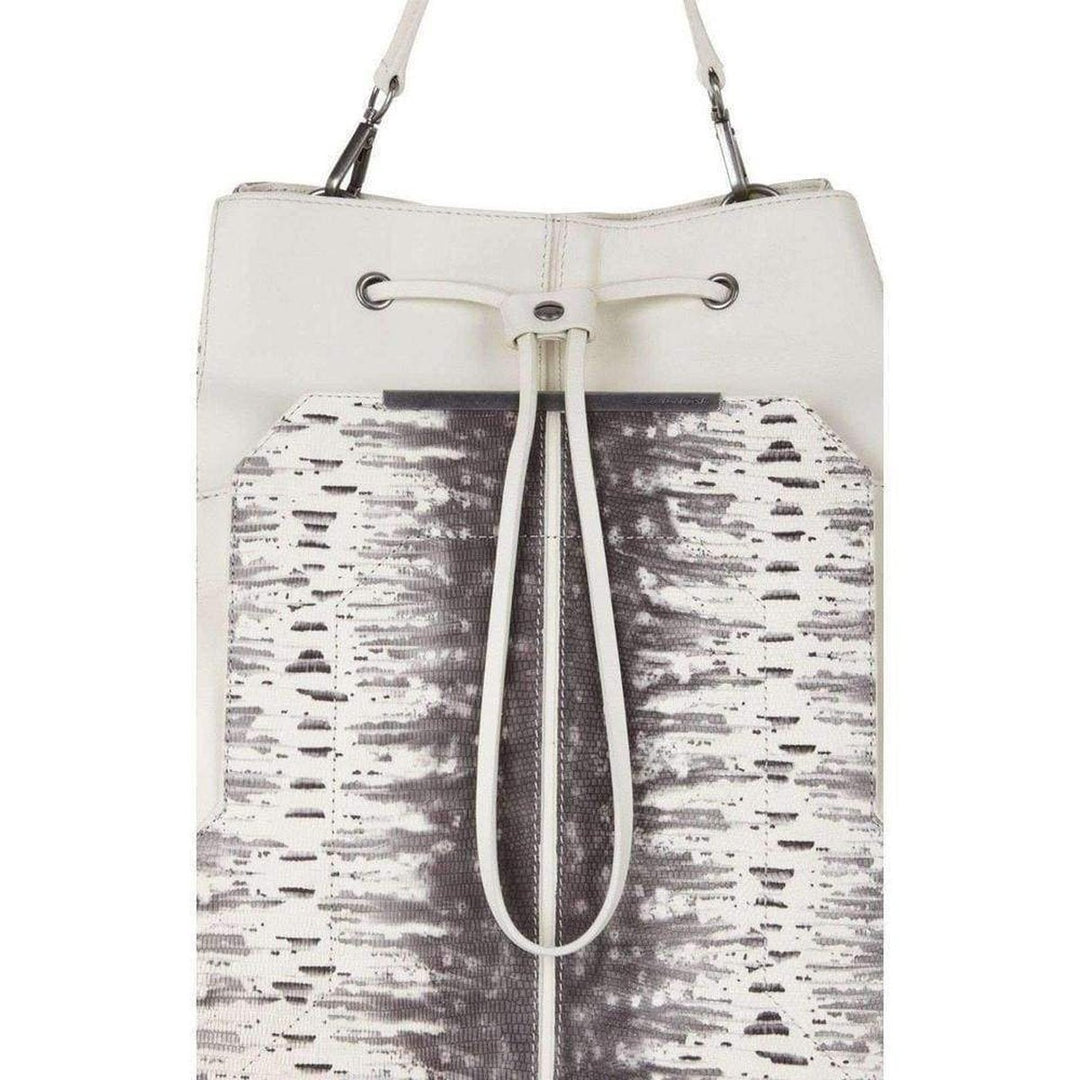 Print-Blocked Leather Backpack Bag