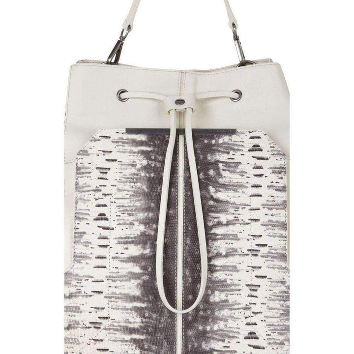 Print-Blocked Leather Backpack Bag