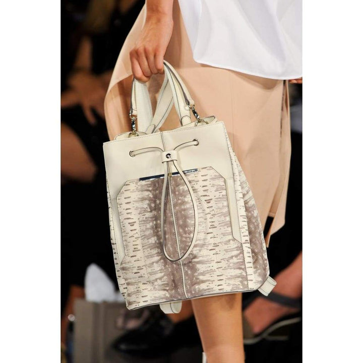 Print-Blocked Leather Backpack Bag