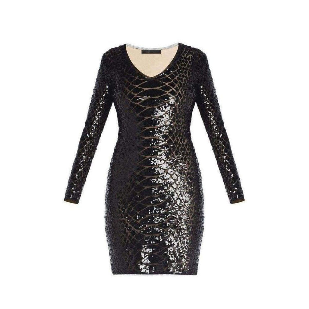 BCBGMAXAZRIA-Sabryna Long Sleeve Python Sequin Dress - Runway Catalog