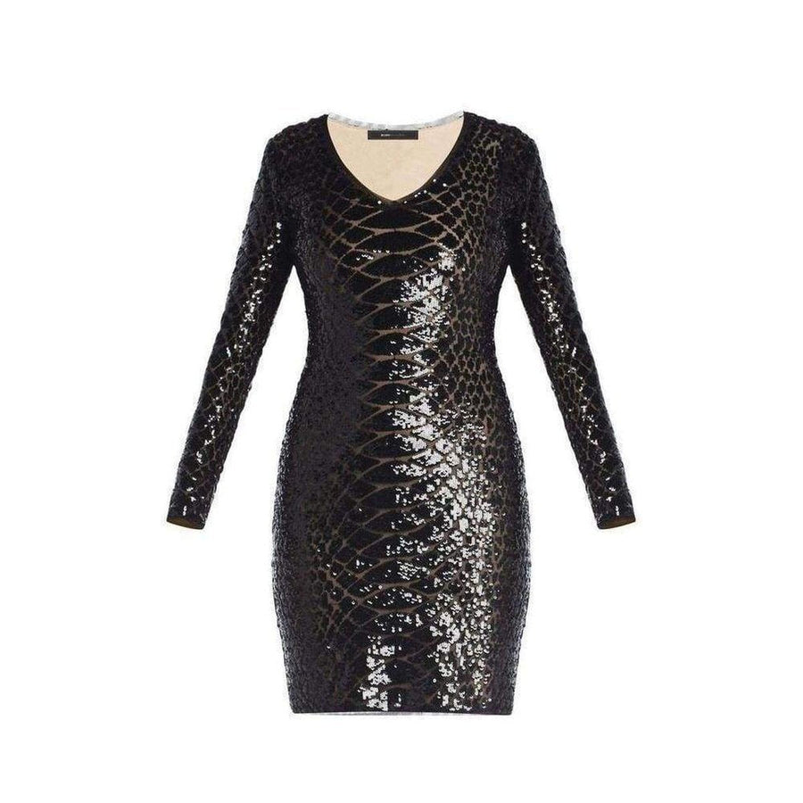 BCBGMAXAZRIA-Sabryna Long Sleeve Python Sequin Dress - Runway Catalog