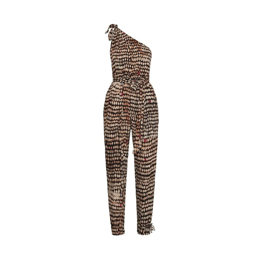 BCBGMAXAZRIA-Sandy Dots One-Shoulder Jumpsuit - Runway Catalog