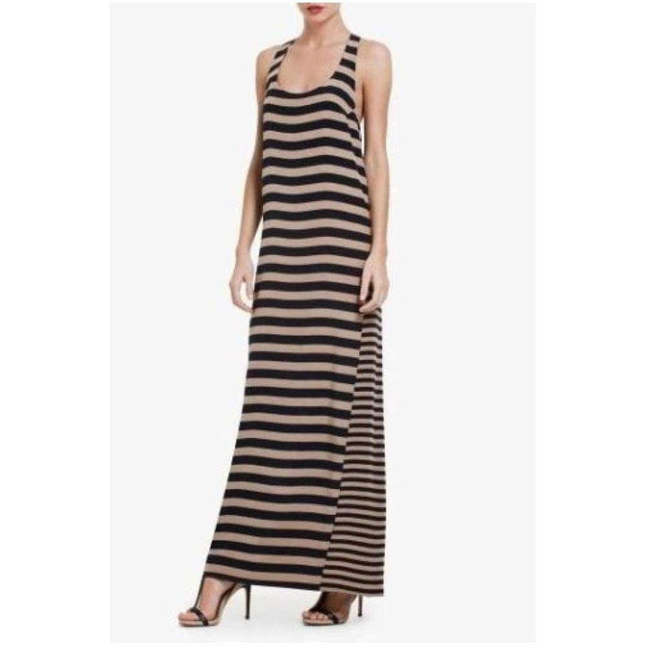 Sara Silk Tank Full Length Striped Silk Dress