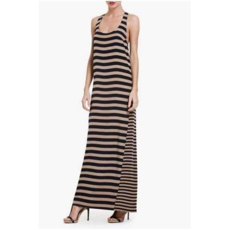BCBGMAXAZRIA-Sara Silk Tank Full Length Striped Silk Dress - Runway Catalog