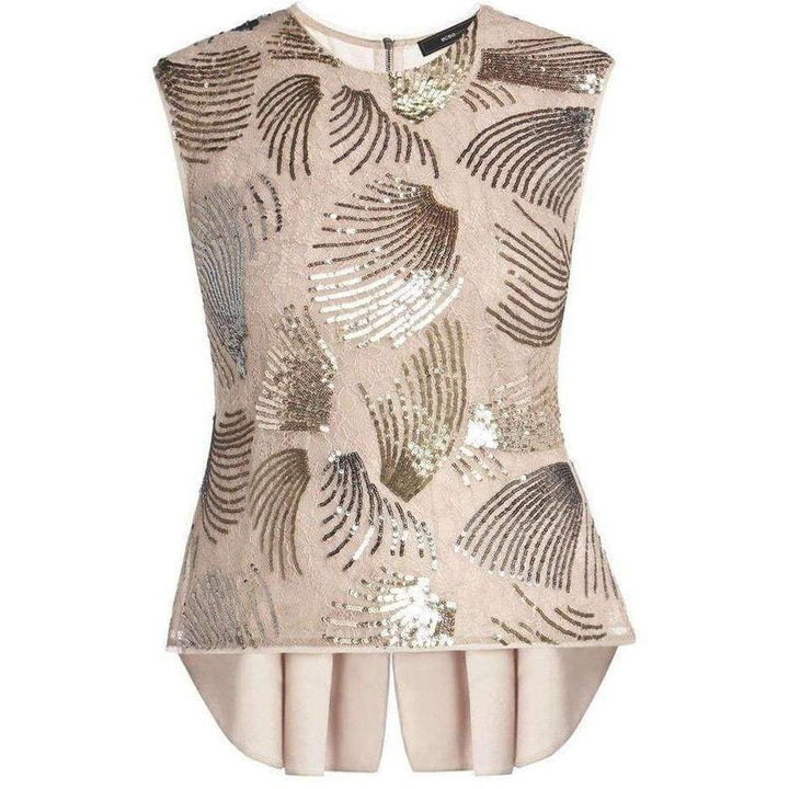 Savannah Fan Sequin Pleated Back Top IFV1T284-Q6R