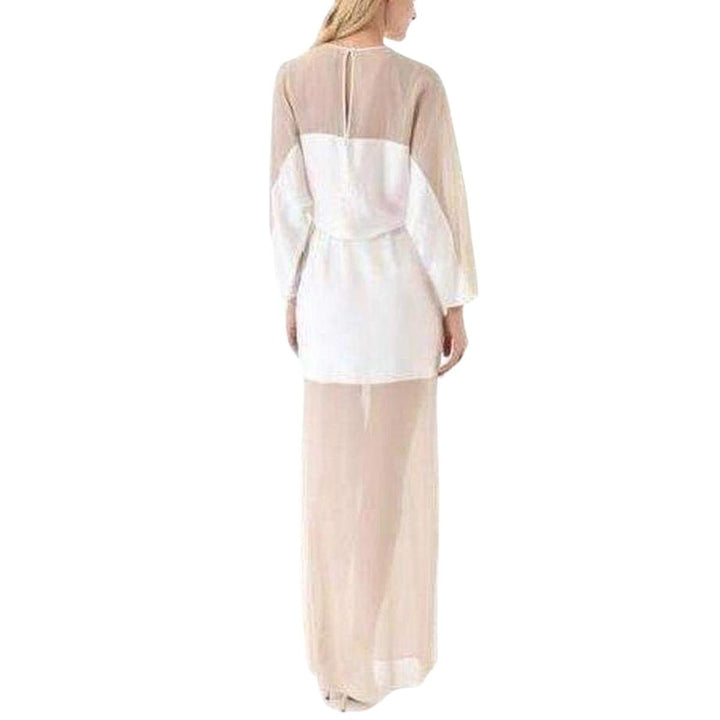 Sheer Chiffon Panels Silk Dress
