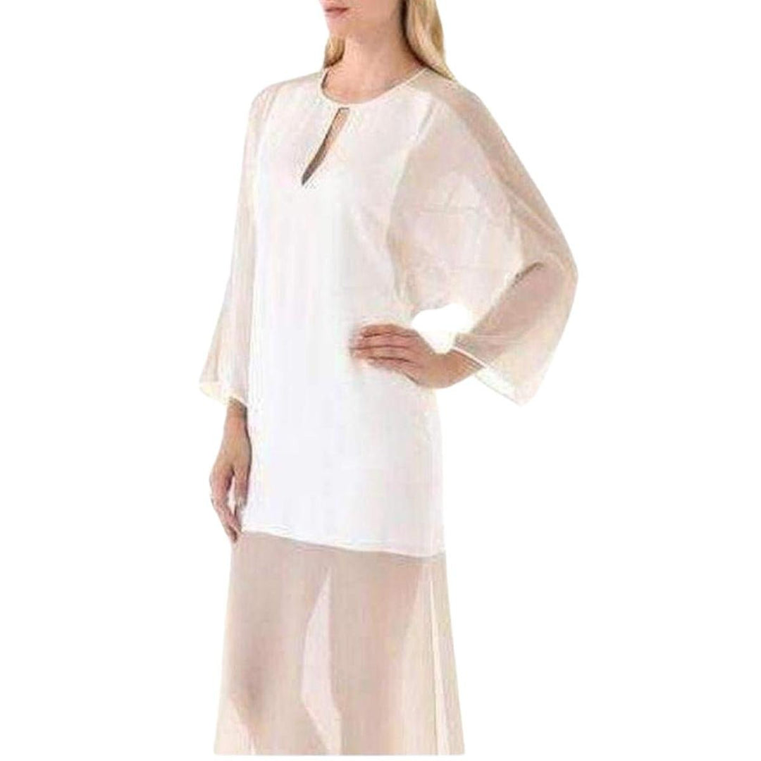 Sheer Chiffon Panels Silk Dress
