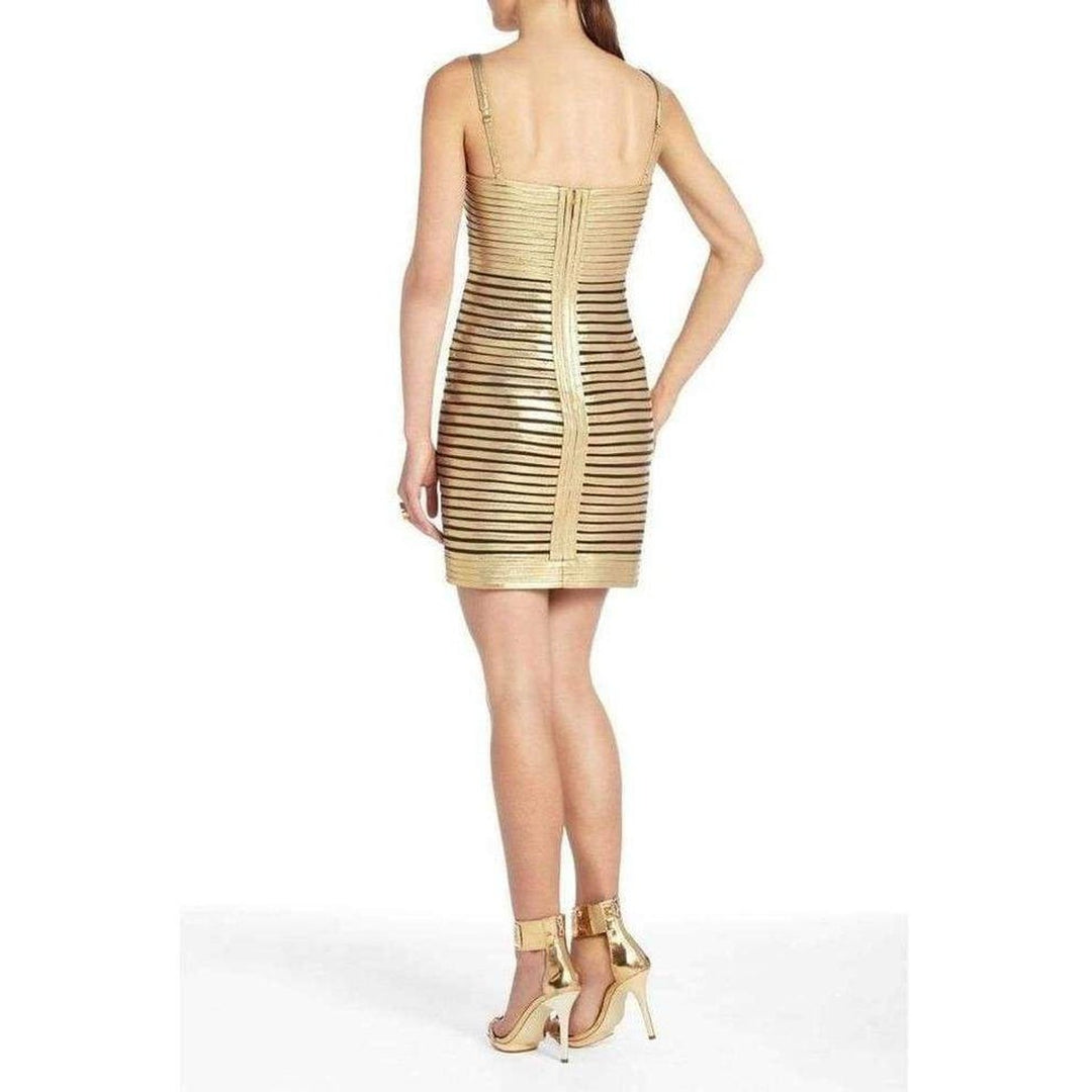 Silk Gold Petite Beret Sleeveless Cocktail Dress IVS6S680