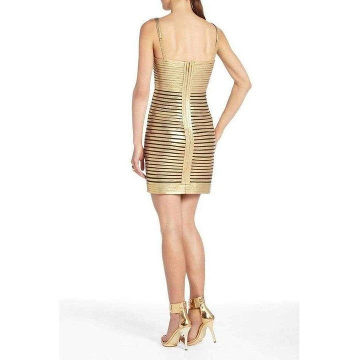 Silk Gold Petite Beret Sleeveless Cocktail Dress IVS6S680