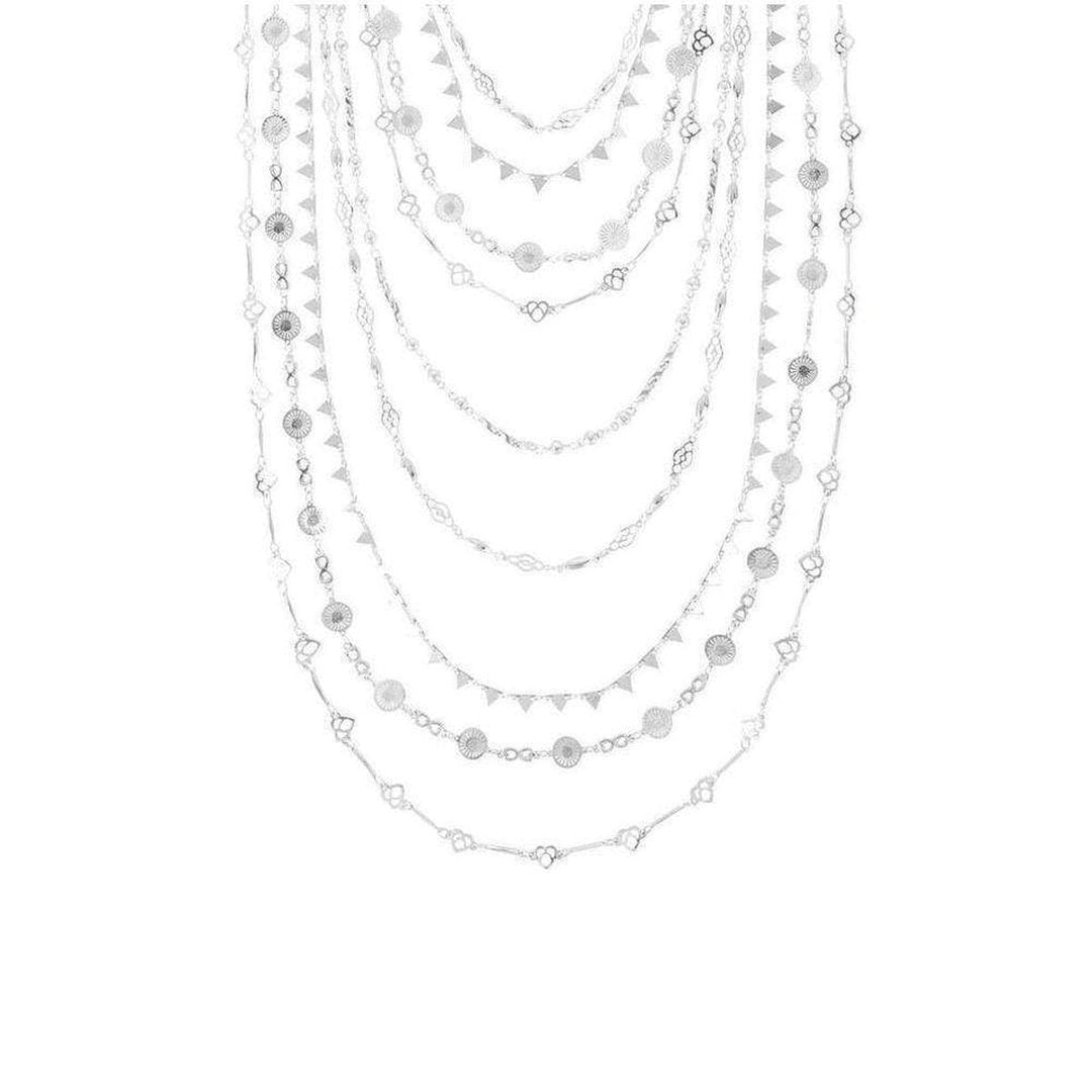 Silver Layered Novelty Chain Necklace