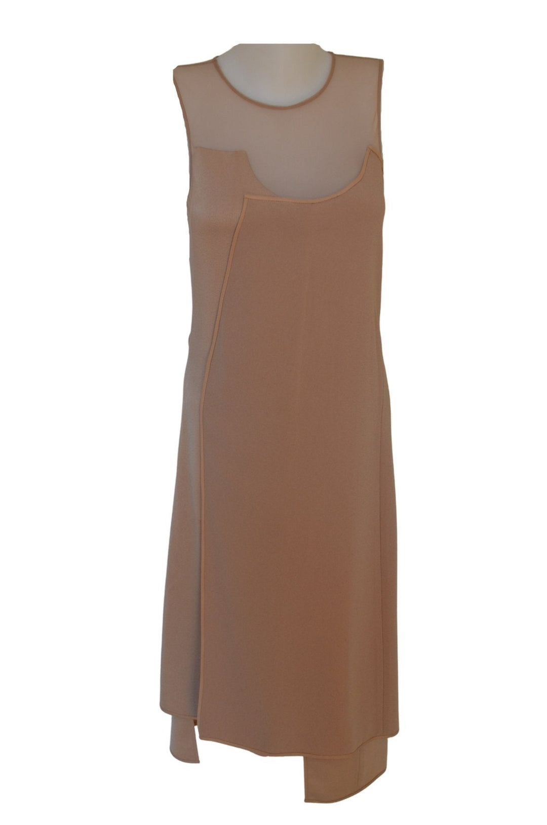 Sleeveless Pleated Contrast-Tulle Dress